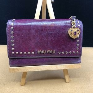 Vintage Miu Miu Purple Leather Trifold Wallet